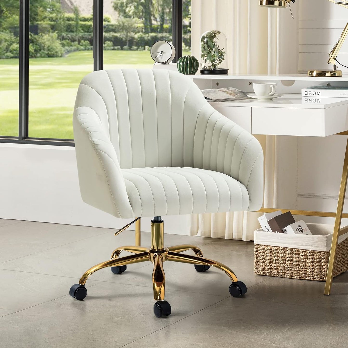 Velvet Modern Cute Swivel Home Office Vanity Chair