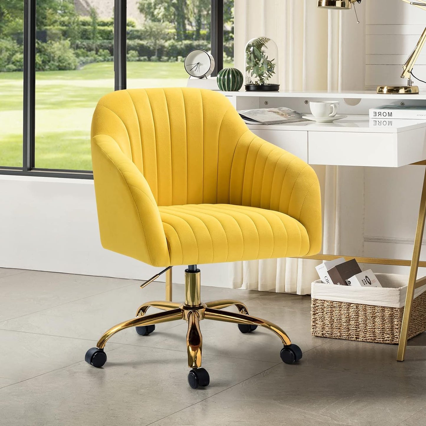 Velvet Modern Cute Swivel Home Office Vanity Chair