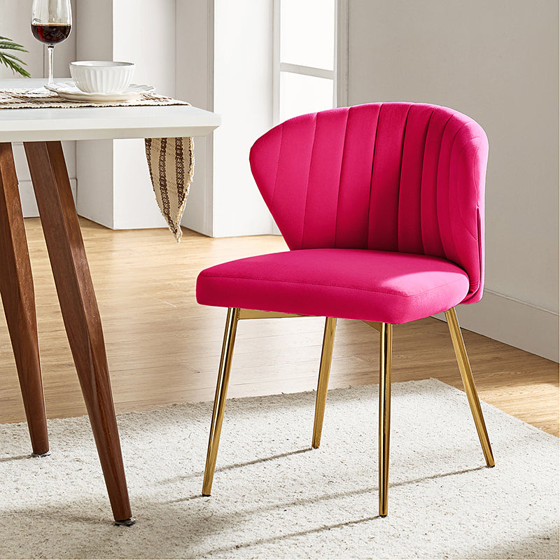 Velvet Modern Upholstered Cute Dinning Chair with Golden Legs