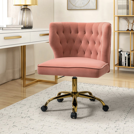 Contemporary Tuft Home Office Chair with Golden Chassis