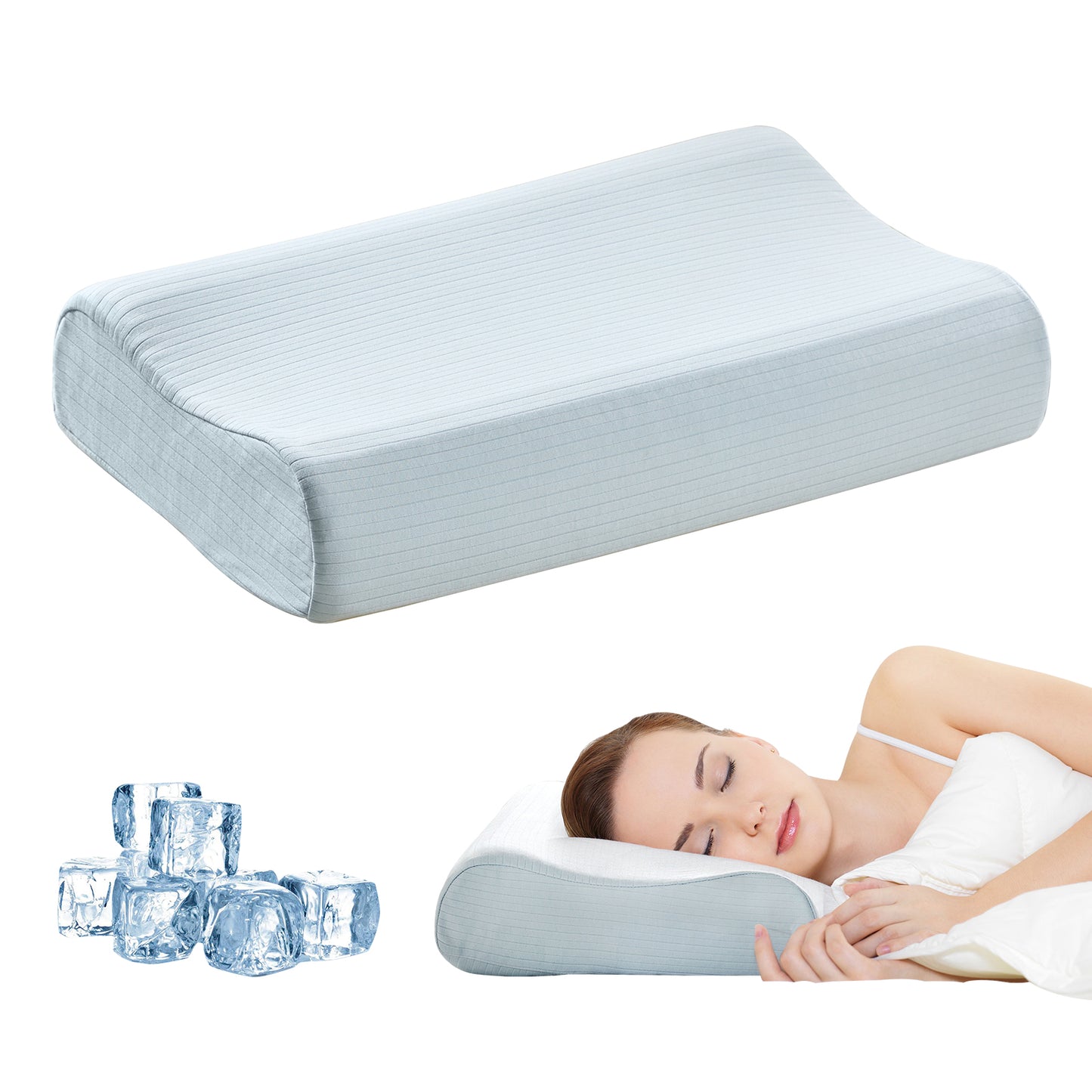 Memory Foam Cervical Neck Pillow with Cooling Pillow Covers