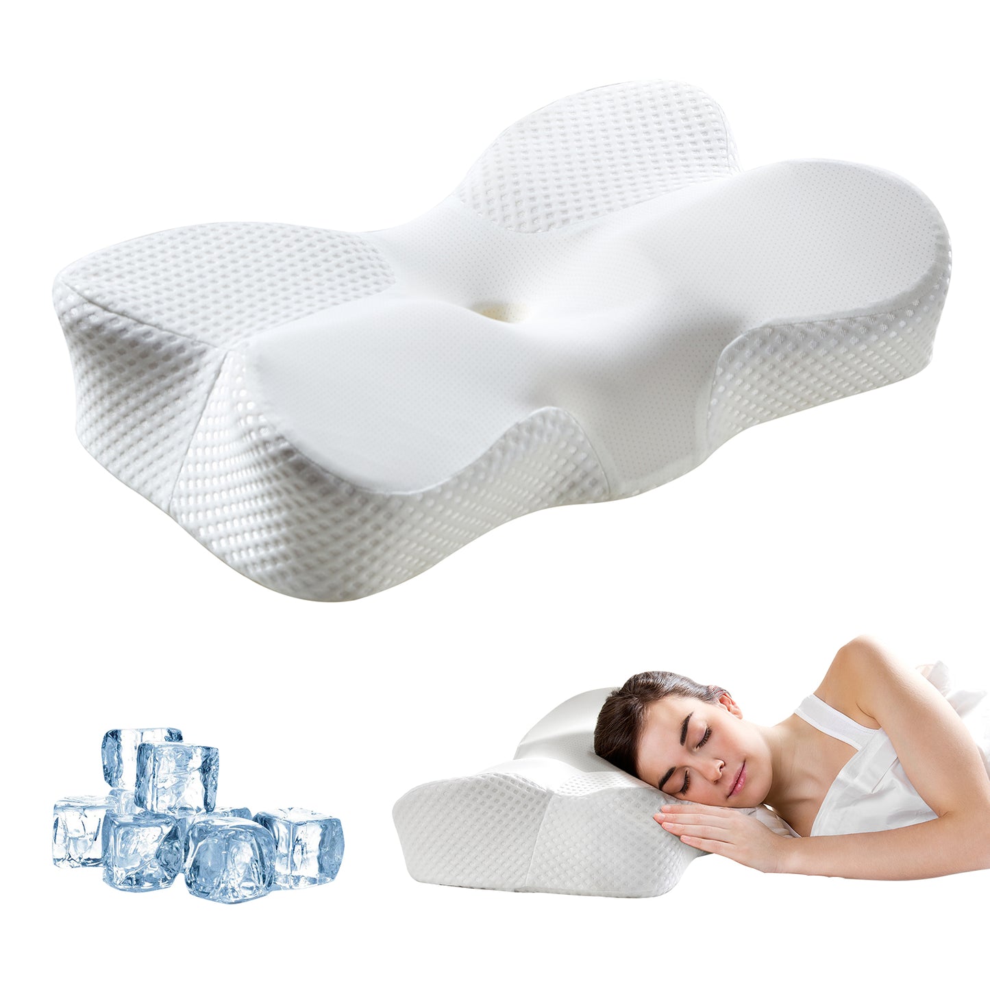 Memory Foam Cervical Neck Pillow with Cooling Pillow Covers