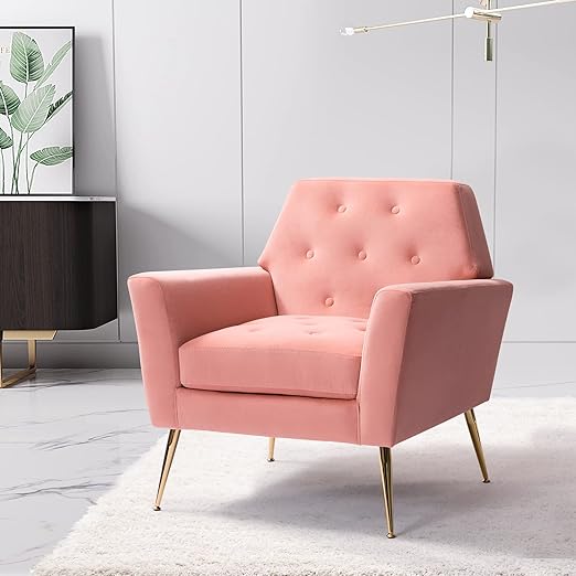 Modern Comfy Upholstered Button Tufted Velvet Accent Chair
